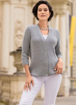 Online Strickjacke mit dezenten Glitzereffekten Damen Strickjacken|Basics