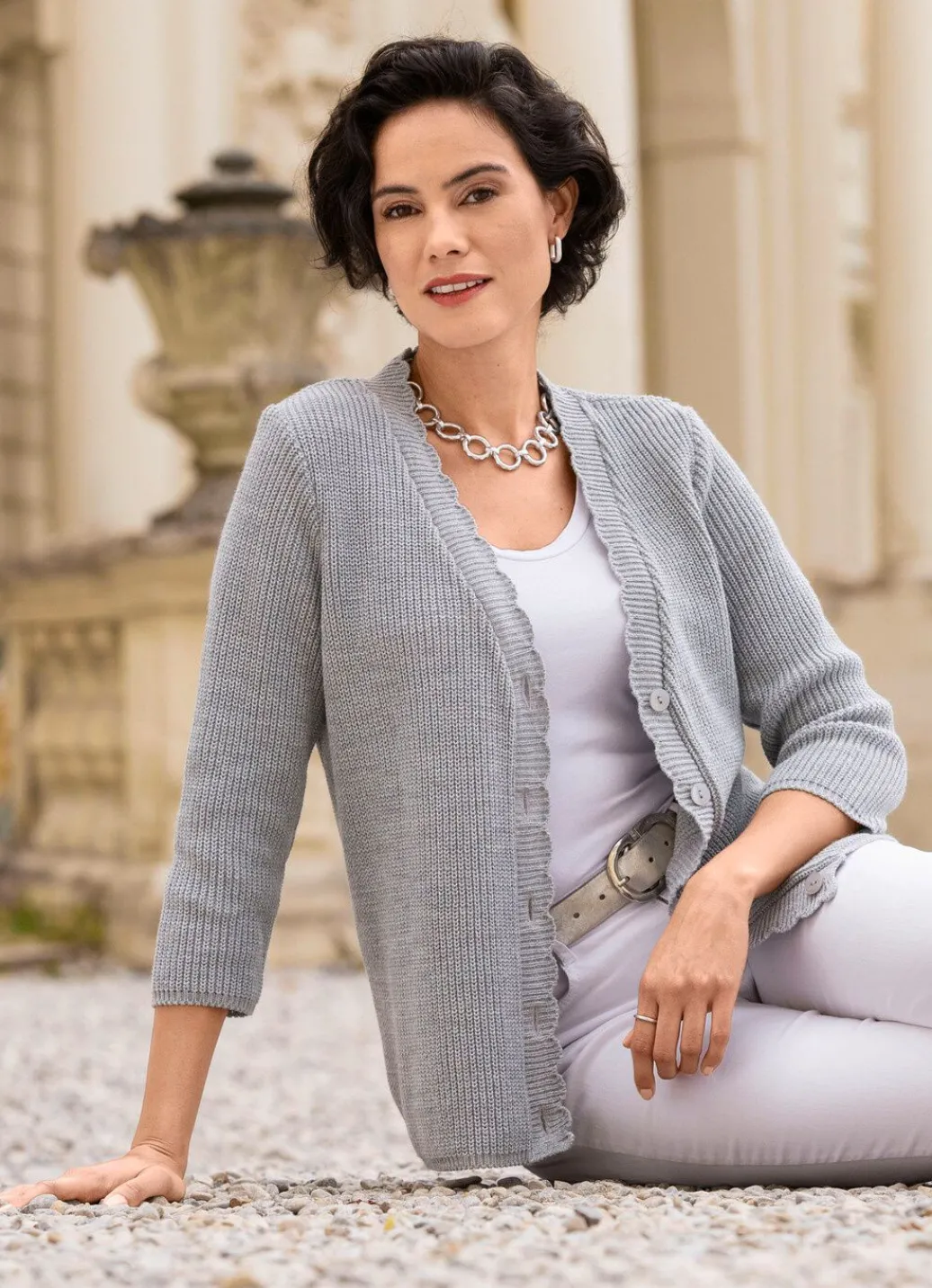 Online Strickjacke mit dezenten Glitzereffekten Damen Strickjacken|Basics