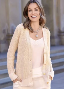 Best Strickjacke mit edlem Glitzer Damen Strickjacken