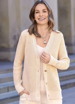 Best Strickjacke mit edlem Glitzer Damen Strickjacken