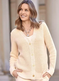 Best Strickjacke mit edlem Glitzer Damen Strickjacken