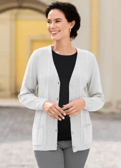 Discount Strickjacke mit feinen Strukturstreifen Damen Strickjacken|Basics