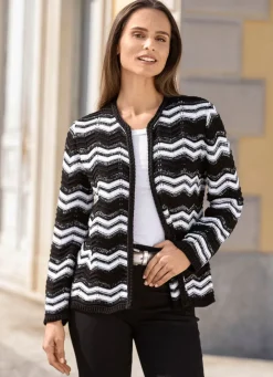 Discount Strickjacke mit geflochtener Blende Damen Strickjacken