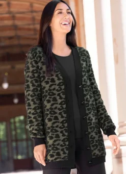 Clearance Strickjacke mit hochwertigem haarigem Effektgarn Damen Strickjacken