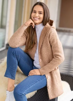 Hot Strickjacke mit Kapuze Damen Strickjacken|Basics