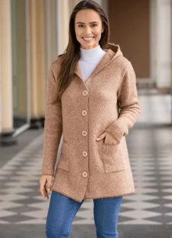 Hot Strickjacke mit Kapuze Damen Strickjacken|Basics