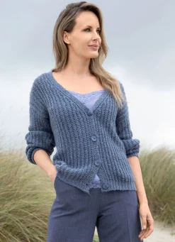 Clearance Strickjacke mit Paillettengarn Damen Strickjacken|Basics