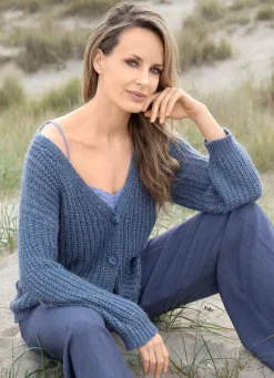 Clearance Strickjacke mit Paillettengarn Damen Strickjacken|Basics