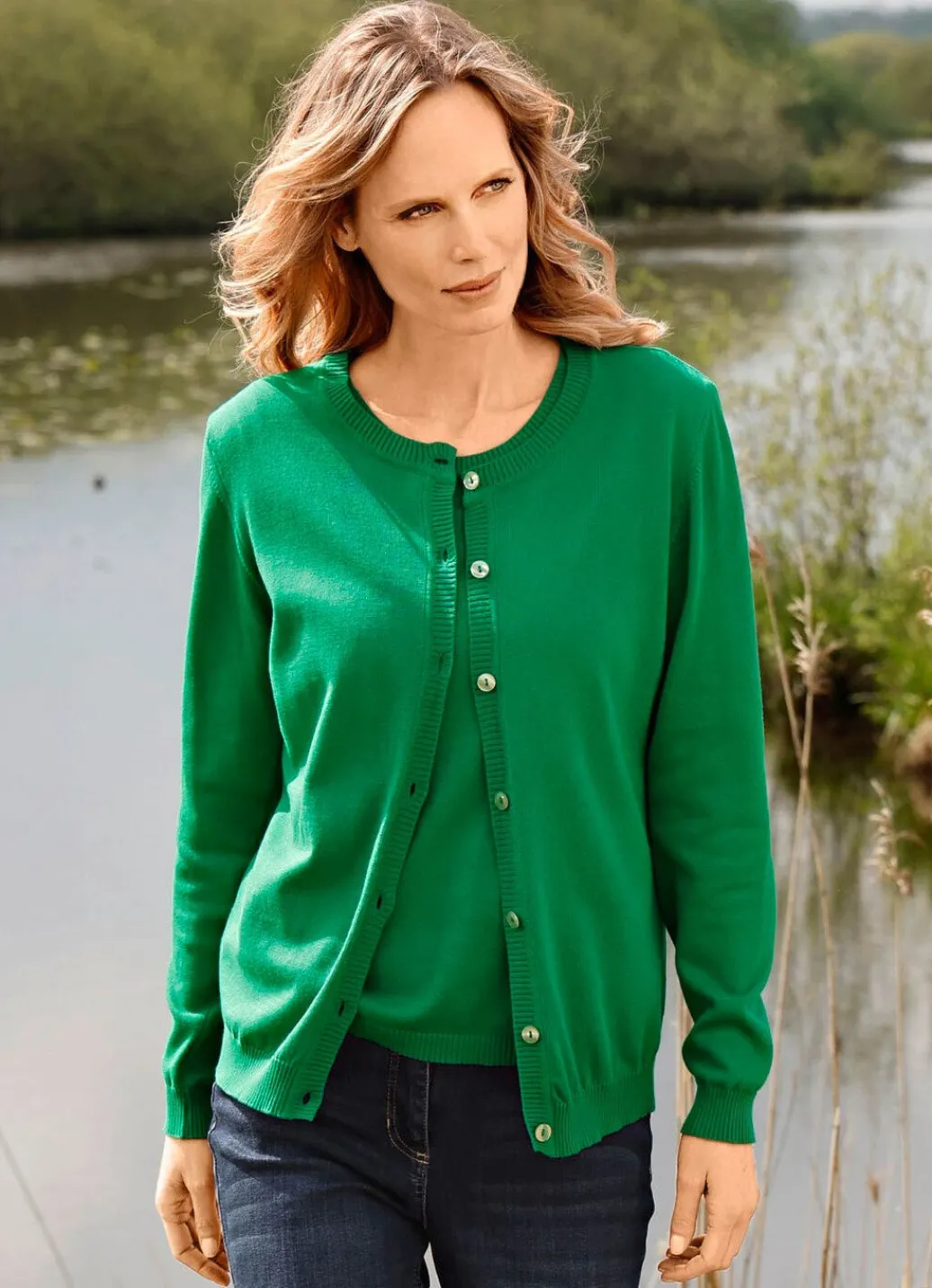 Strickjacke mit rundem Halsausschnitt Damen Strickjacken|Basics