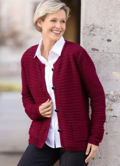 Sale Strickjacke mit Struktur allover Damen Strickjacken|Basics
