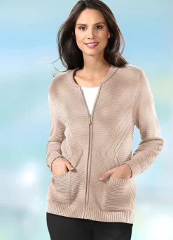 Online Strickjacke mit Strukturakzenten Damen Strickjacken|Basics
