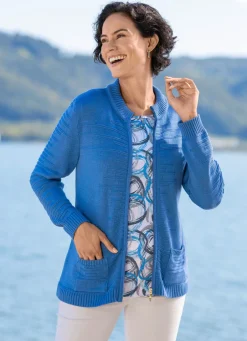 New Strickjacke mit Strukturstreifen Damen Strickjacken|Basics
