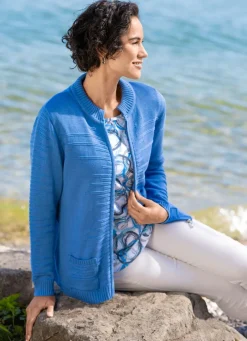 New Strickjacke mit Strukturstreifen Damen Strickjacken|Basics