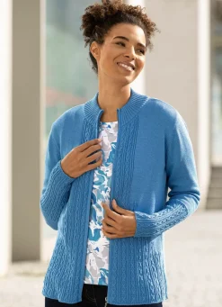 Hot Strickjacke mit Zopfmuster Damen Strickjacken|Basics
