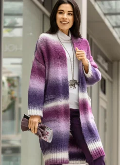 New Strickmantel aus flauschigem Effektgarn Damen Strickjacken