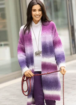 New Strickmantel aus flauschigem Effektgarn Damen Strickjacken