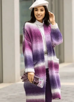 New Strickmantel aus flauschigem Effektgarn Damen Strickjacken