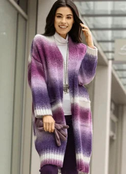 New Strickmantel aus flauschigem Effektgarn Damen Strickjacken