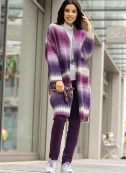 New Strickmantel aus flauschigem Effektgarn Damen Strickjacken