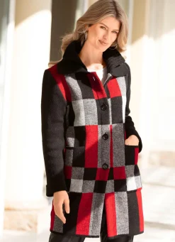 New Strickmantel in Jacquard-Dessin Damen Strickjacken