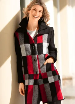 New Strickmantel in Jacquard-Dessin Damen Strickjacken