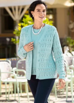 Clearance Strick-Twinset mit Ajourakzenten Damen Stricksets|Basics