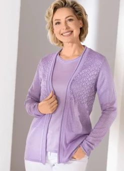 Strick-Twinset mit Mustermix Damen Stricksets