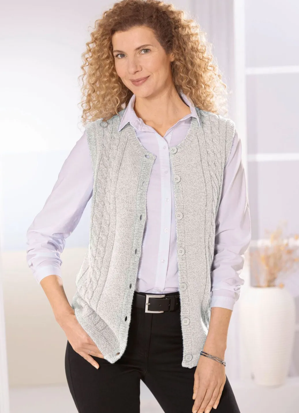 Discount Strickweste aus Melangegarn Damen Strickwesten|Basics