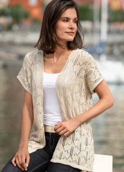 New Strickweste mit Ajourmuster Damen Strickwesten|Basics