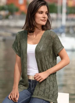 Outlet Strickweste mit Ajourmuster Damen Strickwesten|Basics