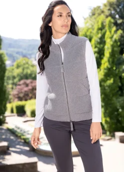 Discount Strickweste mit Stehkragen Damen Strickwesten