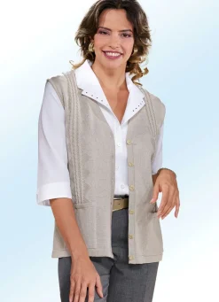 Online Strickweste mit Zopfdessin Damen Strickwesten|Basics