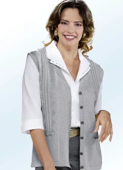 Strickweste mit Zopfdessin Damen Strickwesten|Basics