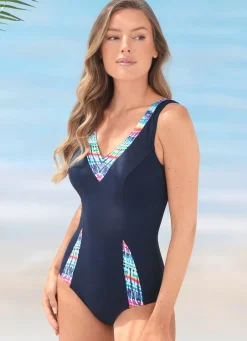 Damen Mona BadeanzĂŒge<Sunmarin Badeanzug mit EinsĂ€tzen und Halbkorsage, bis Cup F