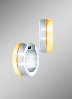Tolle Klappcreolen in Bicolor, Hochglanz/satiniert Damen Ohrschmuck|Modeschmuck
