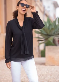 Damen Mona Tuniken|Basics<Tunika mit Bindeschluppe