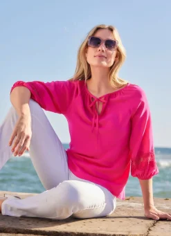Damen Mona Tuniken|Basics<Tunika mit Stickerei-Einsatz