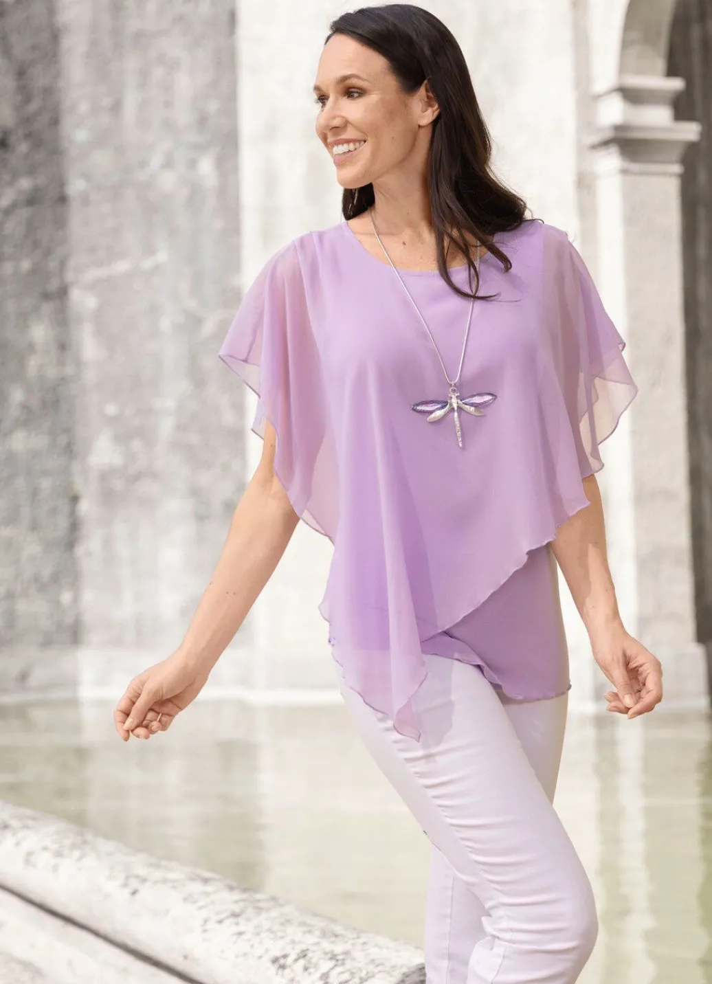 Damen Mona Tuniken<Unifarbene Poncho-Tunika