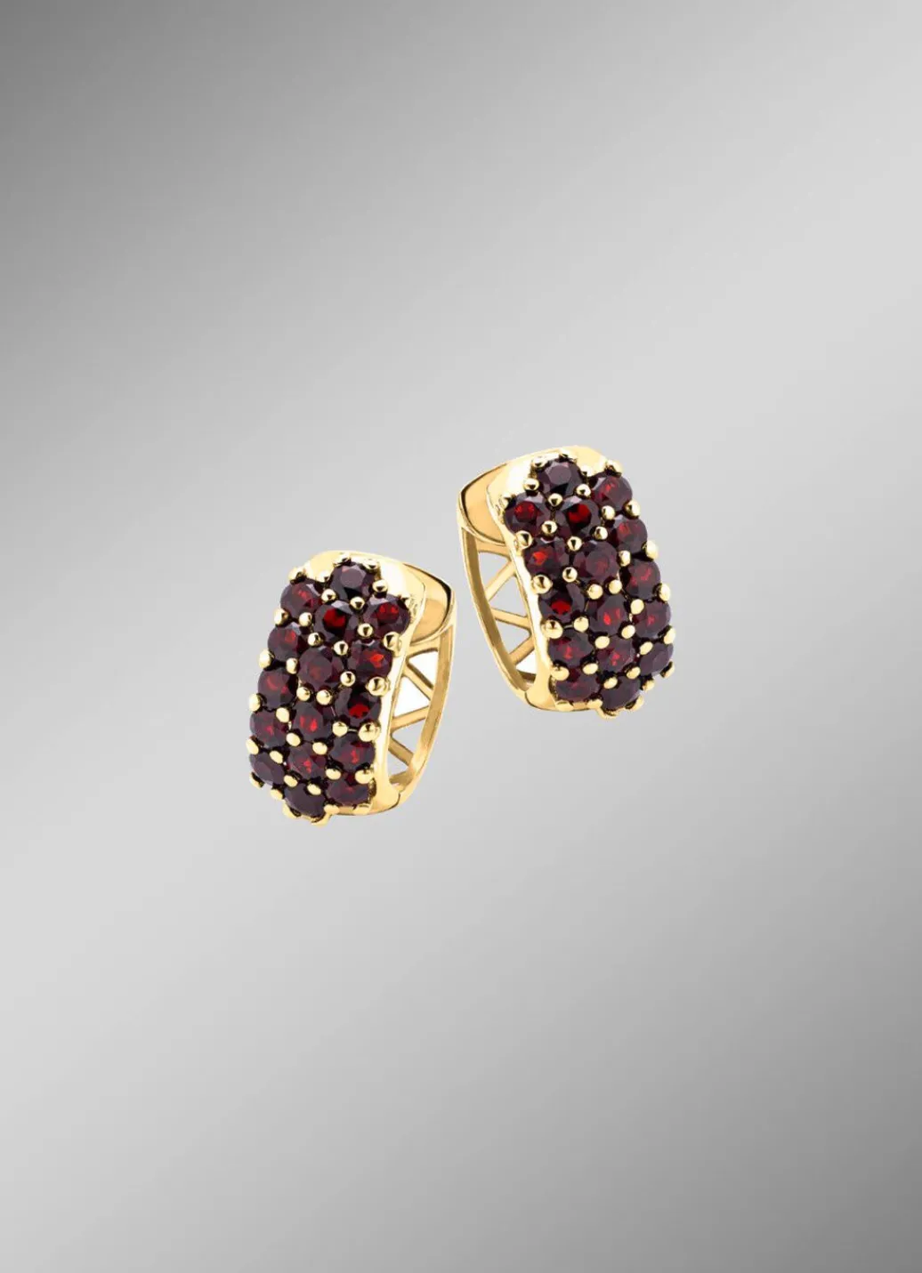 Best Vergoldete Creolen mit Granat Damen Ohrschmuck