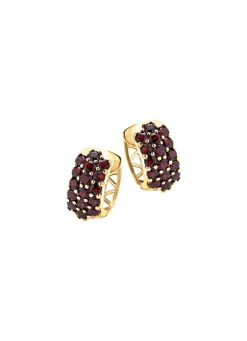 Best Vergoldete Creolen mit Granat Damen Ohrschmuck
