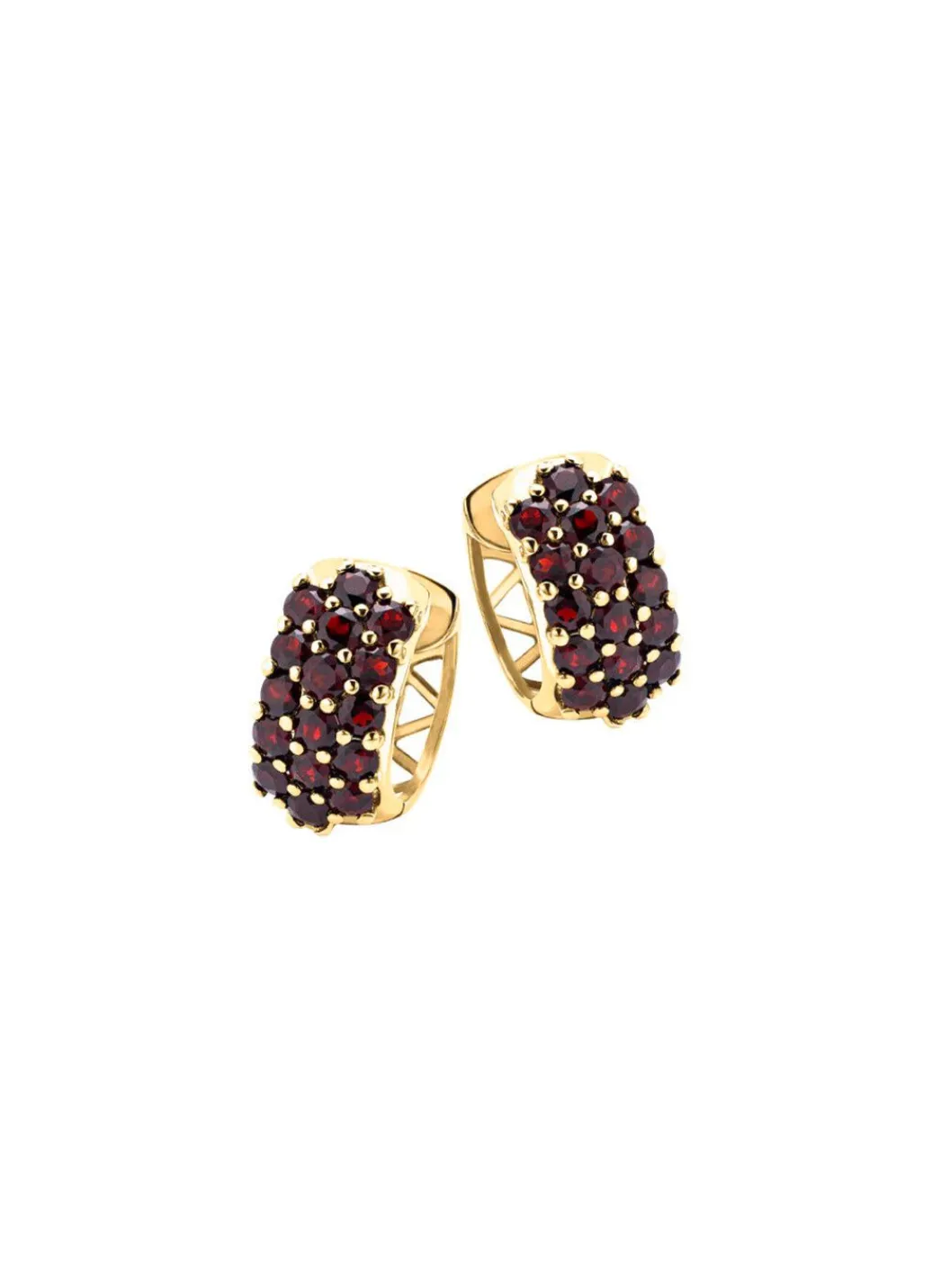 Best Vergoldete Creolen mit Granat Damen Ohrschmuck
