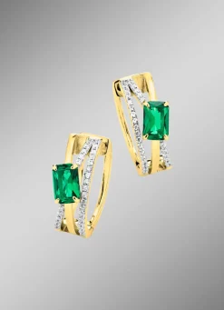 Best Vergoldete Klappcreolen mit Zirkonia Damen Ohrschmuck
