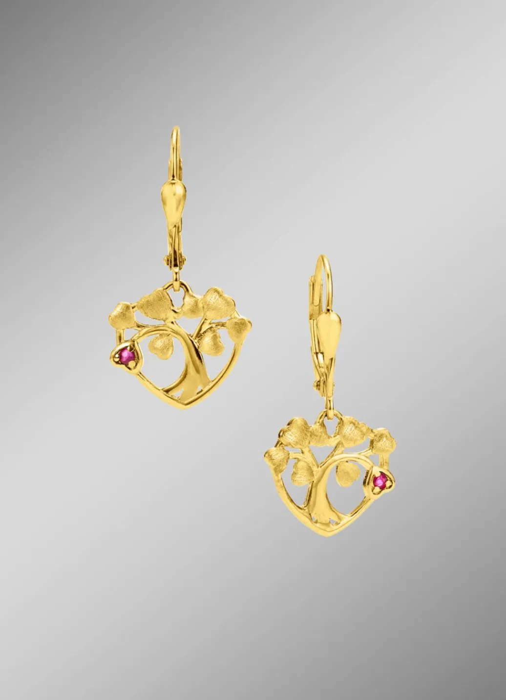 Clearance Vergoldete Ohrringe mit Rubin Damen Ohrschmuck