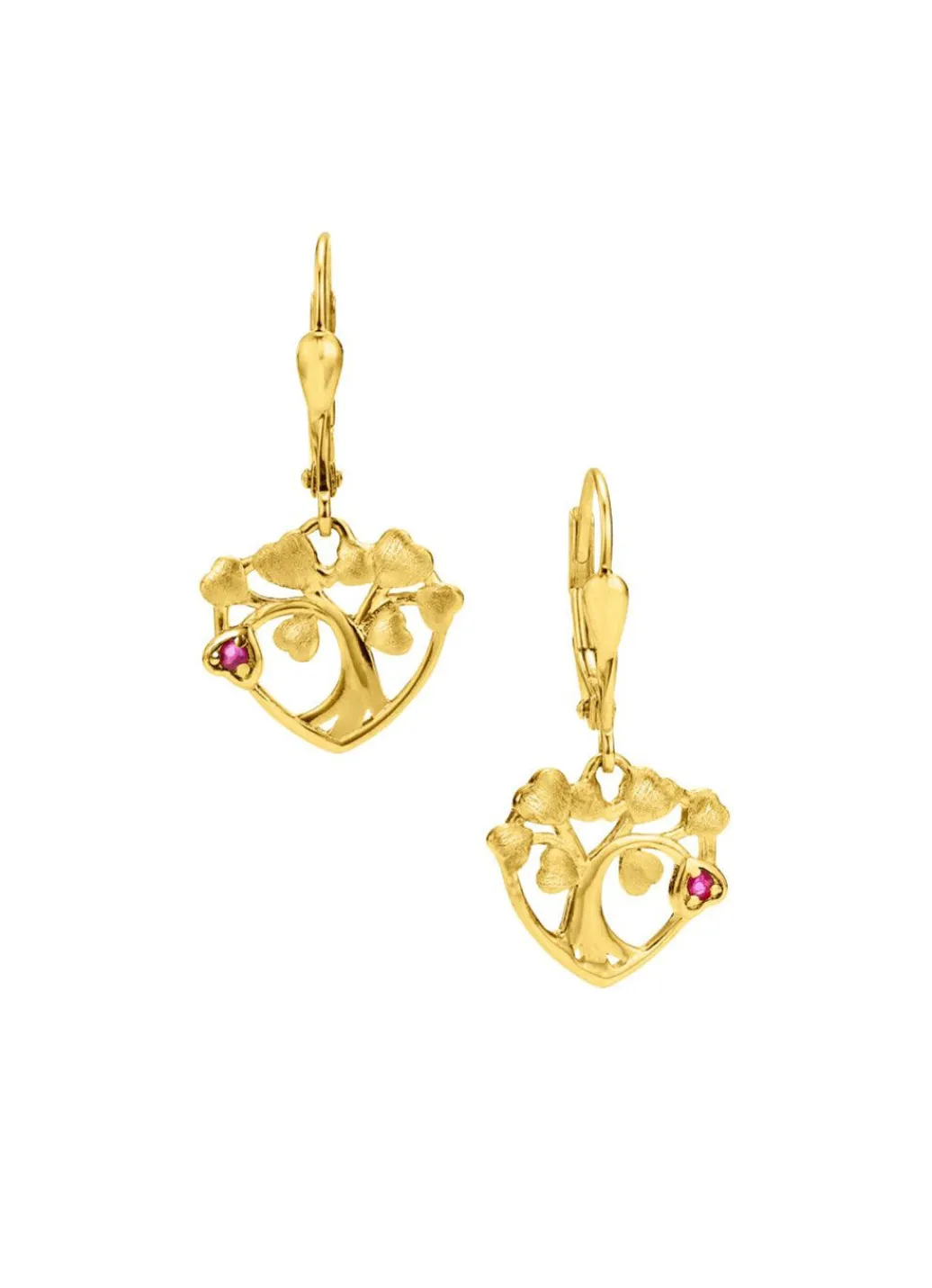 Clearance Vergoldete Ohrringe mit Rubin Damen Ohrschmuck
