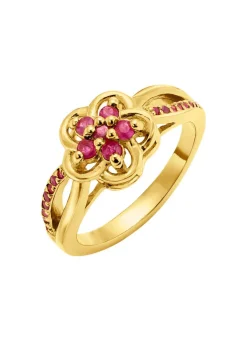 New Vergoldeter Damenring mit echt Rubin Damen Ringe