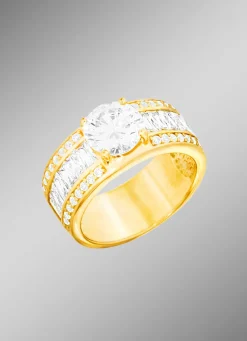 Clearance Vergoldeter Damenring mit Zirkonia Damen Ringe