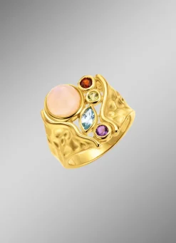 Vergoldeter Damenring mit Edelsteinen Damen Ringe