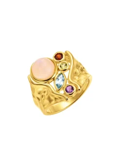 Vergoldeter Damenring mit Edelsteinen Damen Ringe
