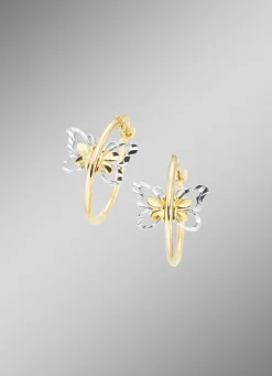 Online Verspielte Creolen Schmetterlinge in Bicolor Damen Ohrschmuck
