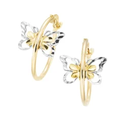 Online Verspielte Creolen Schmetterlinge in Bicolor Damen Ohrschmuck